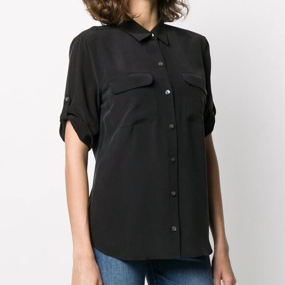 Equipment Slim Signature Short Sleeve Silk Blouse | Extra Small - Picture 8 of 8